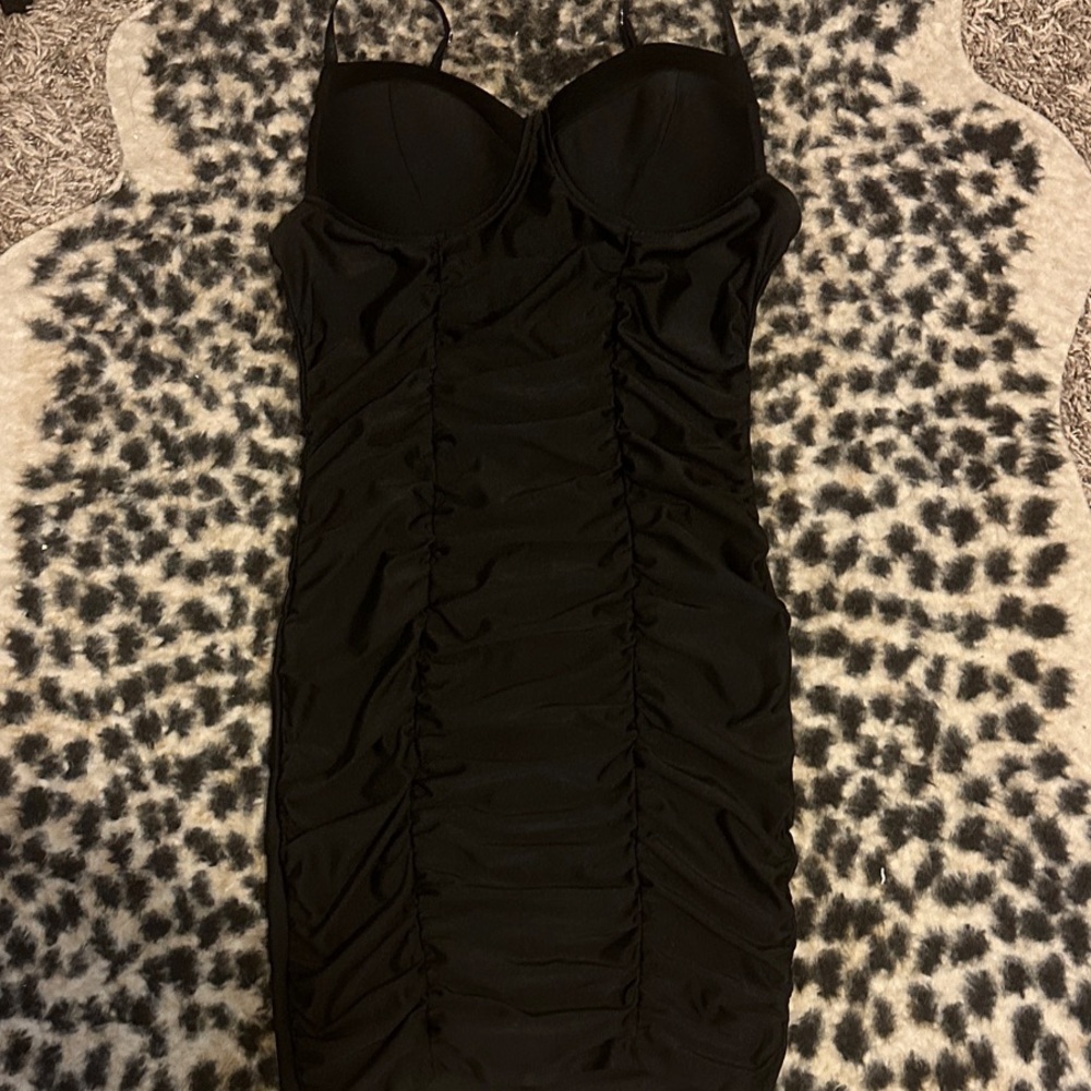 Elegant Black Ruched Dress
